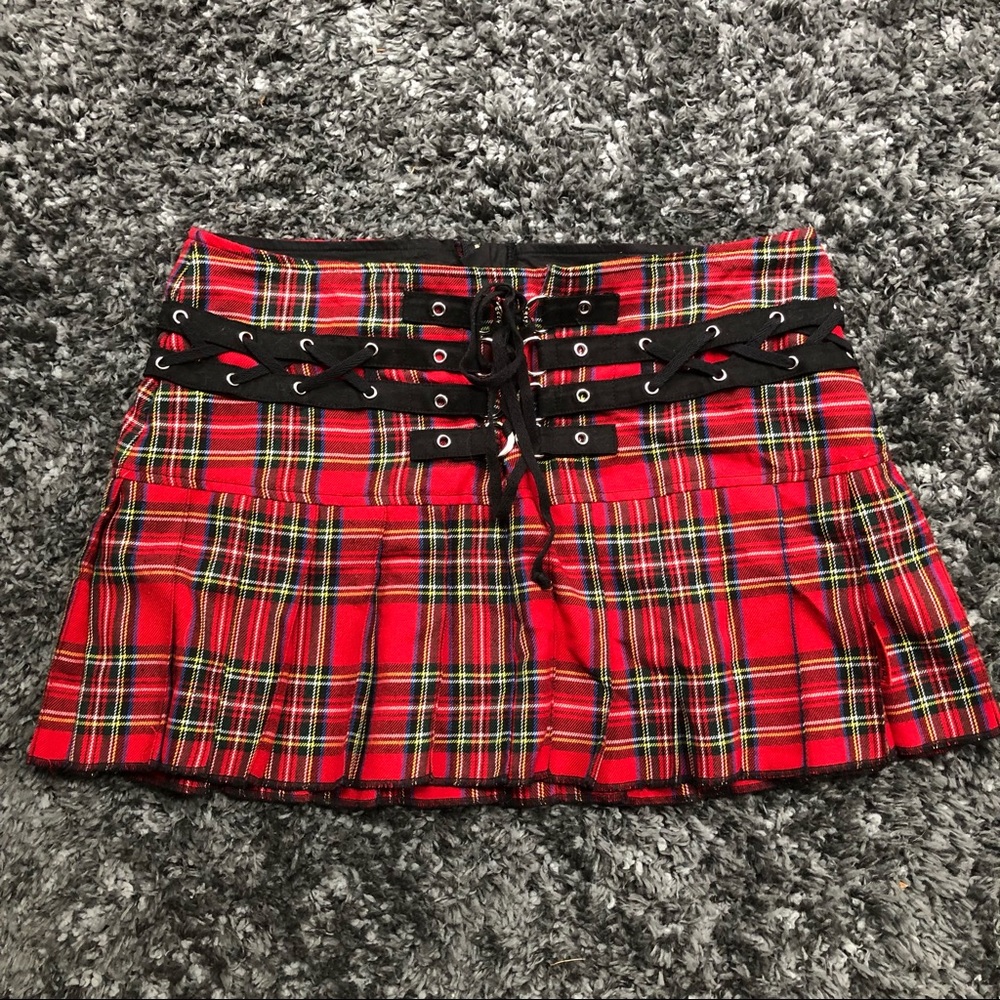 Tripp NYC Y2K Red Plaid Pleated Mini Skirt Size Large